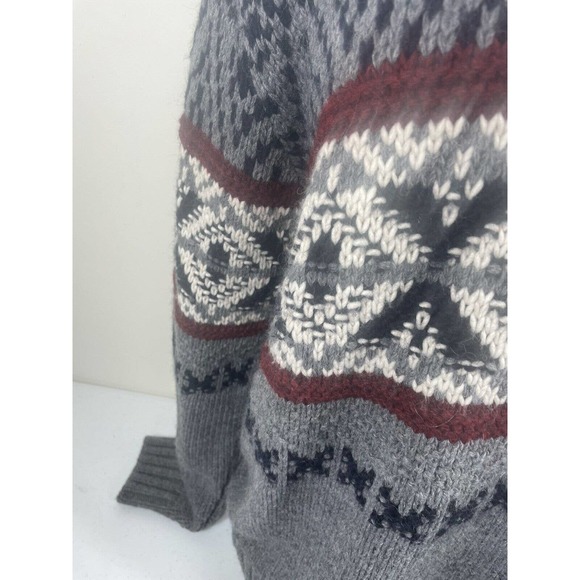 L’uomo Cowl Neck Sweater L Wool Blend Made in Italy Button Warm Winter Pullover - Picture 3 of 9